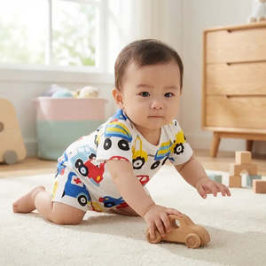 ชุดเสื้อผ้าเด็กผู้ชายผ้าฝ้าย 100% ลายรถ - Product Image 3