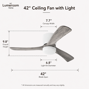 USA In Stock 42 Inch Energy Efficient <b>Ceiling</b> <b>Fan</b> <b>with</b> Light and <b>Remote</b>, Solid Wood Flush Mount Low Profile <b>Ceiling</b> <b>Fan</b> - Product Image 2