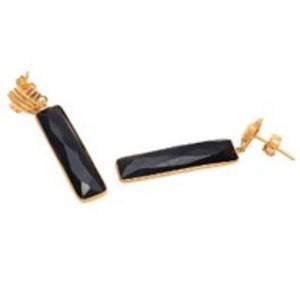 Boucles d'oreilles en forme de cylindre en argent Sterling 925 avec des pierres précieuses d'onyx noir, nouvel arrivage - Product Image 1