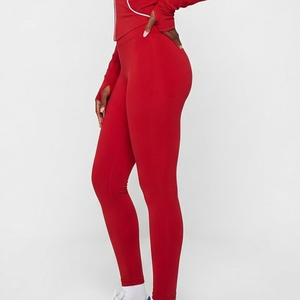 OEM High Waist Tummy Control <b>Butt</b> <b>Lift</b> Red Yoga <b>Leggings</b> Buttery Soft Stretch Workout Fitness Pants for Women Heat Transfer Logo - Product Image 3