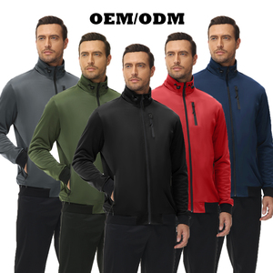 Setelan pakaian olahraga pria, dua potong Set jaket Dan celana ritsleting lengan panjang untuk lelaki - Product Image 1