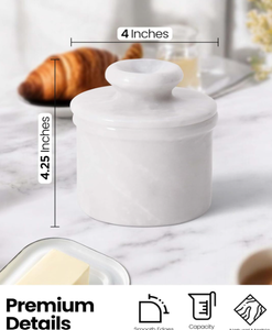 Mantequillera Francesa Hecha a Mano de Piedra Blanca, Forma Natural Ecológica para Decoración de Encimera de Cocina y Uso en Restaurantes - Product Image 6