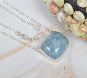 Collar de Aguamarina natural hecho a mano, joyería de piedras preciosas de plata esterlina, regalo para ella - Product Image 3