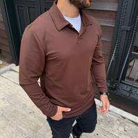 Camiseta de Manga Larga para Hombre, Personalizada, con Cierre de Cremallera, Color Sólido, Corte Ajustado, Informal, de Lona Transpirable, Ecológica, 220g, Anti-Pilling