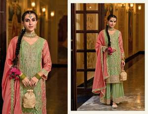 ชุดเดรสผ้าไหม georgette ชุดซาลวอร์แบบไม่เย็บปักลายสไตล์อินเดียและปากีสถานสำหรับผู้หญิงดีไซน์ทันสมัยแบบลำลอง - Product Image 3