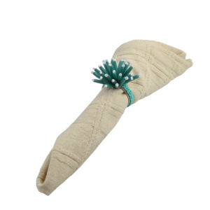 Anneaux de serviette design fleur verte avec perles idéal pour la maison hôtel cadeau de mariage et restaurant décor de table design porte-serviettes - Product Image 1