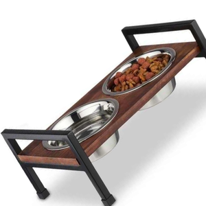 New Arrival Adjustable Bamboo Elevated cat <b>Bowls</b> Cute Wooden <b>Dog</b> Plate Pet <b>Bowls</b> Feeders for <b>Dogs</b> And cats - Product Image 4