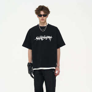 เสื้อยืดแขนสั้นสำหรับผู้ชายและผู้หญิง230ก. ผ้าคอตตอนสีทึบโอเวอร์ไซส์ทำจาก100% ปรับแต่งแบรนด์ของคุณไม่ยับ - Product Image 4