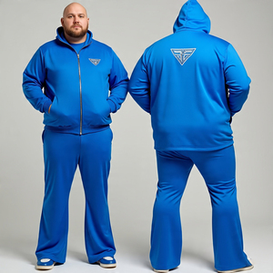 Último chándal de talla grande personalizado para hombre con capucha de cremallera y pantalón acampanado/conjuntos de pantalones y sudaderas con capucha de lana de algodón para hombre - Product Image 2