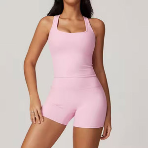 Venta al por mayor ropa de entrenamiento correr conjuntos de 2 piezas de cintura alta deportes pantalones de chándal traje Casual Yoga conjunto de las mujeres Active Wear Yoga conjuntos - Product Image 4