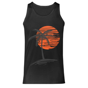 Débardeur de plage de couleur noire avec impression personnalisée respirant 94% coton 6% Spandex Slim Fit surdimensionné chemises sans manches d'été - Product Image 1