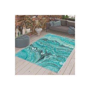 Turquoise Marbled Digital <b>Printed</b> Carpet for Teen Rectangle Hallway Pattern for <b>Bedroom</b> and Living Room Decoration Home Rug - Product Image 4