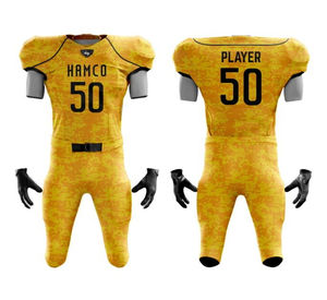 Ensembles d'uniformes de football américain respirants en polyester 100% personnalisés à manches courtes imprimés de grande taille personnalisés à séchage rapide - Product Image 4