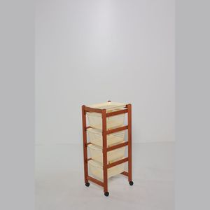 Carrito de Almacenamiento MASLEGNO MAS121 de Madera de Haya Sólida Premium, Bandeja Extraíble, 4 Cestas de Plástico Aptas para Alimentos, Diseño Moderno y Versátil - Product Image 2