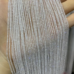 Cuentas de Piedra Lunar Arcoíris Natural Facetadas, Micro Gemas Genuinas de 3mm y 4mm Blancas para Cuentas de Bolígrafo, Hilo de 15.5'' - Gemas Mehrajudin - Product Image 3