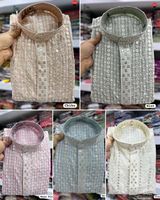 Broderie Kurta en soie de qualité supérieure et paillettes pour hommes fonctionnent des deux côtés Style formel Séchage rapide toutes saisons pour les fêtes et les mariages