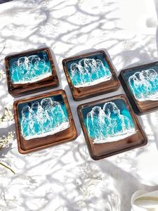 Artistic Wooden <b>Coasters</b> Set, Engraved Natural Wood <b>Drink</b> <b>Coasters</b> with Smooth Finish, Functional Durable Decorative Stone - Product Image 5