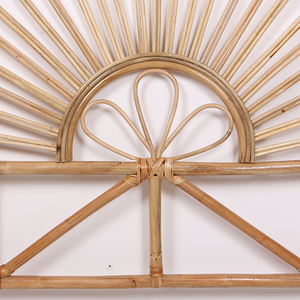 Curved Design Rattan Headboard Handcrafted Natural Cane <b>Bed</b> Accent, Elegant Boho Bedroom Furniture for Queen and King Size <b>Beds</b> - Product Image 5