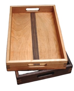 Bandeja de servicio moderna con mango de metal bandeja de mesa decorativa utilizada para el hogar Hotel restaurantes té y café bandejas de madera para servir - Product Image 6