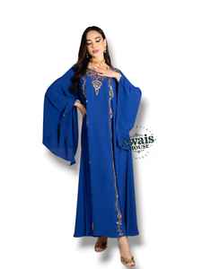 Dubai Wholesale Modest Satin <b>Silk</b> Abaya Long Sleeve Floor Length Embroidery Caftan Islamic Clothing Dress Women Straight - Product Image 2