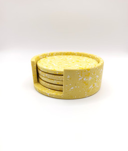 Articles cadeaux Ensemble de 4 sous-verres de luxe en résine noire aspect terrazzo Accessoires de cuisine à utiliser pour la maison Hôtel Resorts - Product Image 6