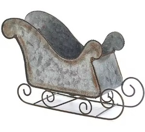 Diseño de lujo Decoración navideña Trineo decorativo de madera Decoración de mesa Trineo navideño de metal vintage - Product Image 6