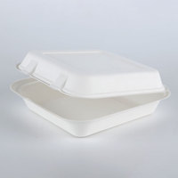 Boîte d'emballage rectangulaire écologique pour fast-food en bagasse