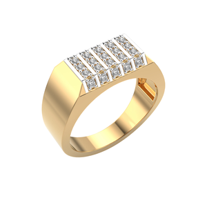 Anillo de compromiso de moissanita de 1.25 quilates con corte redondo, estilo hip hop, para hombre, regalo para esposo, plata de ley 925 chapada en oro con engaste pavé - Product Image 2