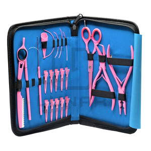 Kit d'outils d'extension de cheveux de couleur rose avec combinaison bleu ciel noir et possibilité d'étiquetage gratuit de la marque - Product Image 2