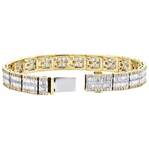 New Sparkling Fully Iced Out Hip Hop Round & Baguette Moissanite Diamond 925 Sterling <b>Silver</b> <b>Bracelet</b> For <b>Men</b> - Product Image 3