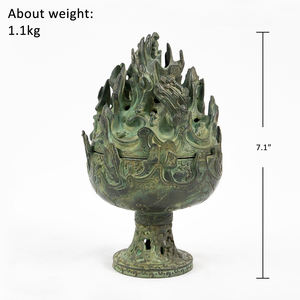Pembakar Dupa Antik Perunggu Bo Shan Tradisional Cina Buatan Tangan Dekorasi Rumah Vintage - Product Image 6