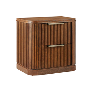 Mesita de Noche Moderna de Madera Maciza con Cajón, Panel Acanalado, para Hotel, Apartamento, Dormitorio - Product Image 2