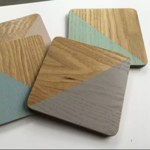 Nordic Painted <b>Oak</b> Wood Coaster Set Square Heat Resistant Drink Mat Geometric <b>Table</b> Protection For Cafe Home Office Decor Trendy - Product Image 1