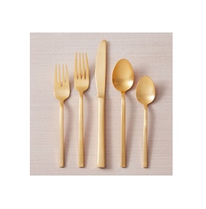 Offre Spéciale – Ensemble de Couverts de Luxe en Acier Inoxydable Doré Brillant avec Manche, Cuillère et Fourchette, Sûr et Sain - Product Image 1