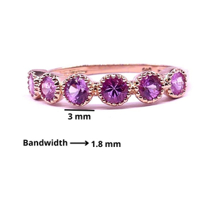 Brillante 14K oro rosa banda completa anillo Rosa zafiro rubí piedras preciosas elegante moda señoras boda desgaste último diseño clásico - Product Image 2