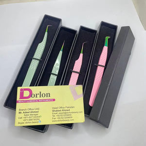 Volume russe durable 45 Pince à cils à pointe de fibre à 90 degrés Ensemble de pointes multi-plasma Poignée à revêtement de couleur Acier inoxydable - Product Image 1