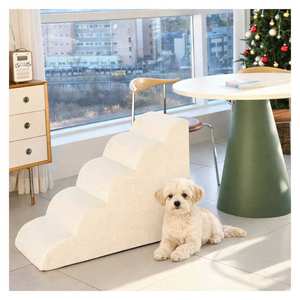 [AllmioPet] Ivory Cloud Fabric Pet Stair 5 <b>Step</b> AMP 5 IV Designed for Easy Indoor Dog Cat Climbing and Joint Protection - Product Image 4