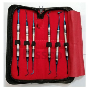 Kit de Instrumentos para Rellenos Dentales de Composite en Caja de Acero Inoxidable, 6 Piezas, Recubrimiento de Plasma Azul, Logotipo Personalizado - Product Image 1