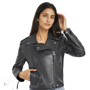 Veste en cuir véritable pour femmes personnalisée | Vêtements d'extérieur de qualité supérieure pour dames | Manteau de mode Slim Fit | Fournisseur en gros OEM ODM - Product Image 3