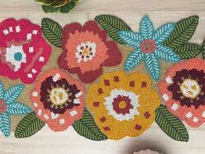 Handmade Jacquard <b>Table</b> <b>Runner</b> Multicolor Floral Beaded Spring Decor for <b>Dining</b> <b>Table</b> Centerpiece Woven Technique - Product Image 2
