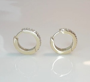 D Color Round Cut Lab Grown Diamonds <b>Earrings</b> Beautiful 925 Sterling <b>Silver</b> <b>Earrings</b> Wedding Gift Huggies <b>Earrings</b> for Women - Product Image 1