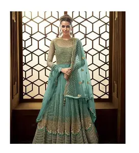 Latest Fashion Women Long Heavy Georgette With Chain With Multi Work Anarkali Kurti With Dupatta Wedding Partywear