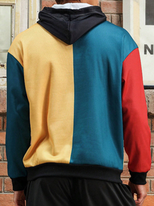 OEM Vente en gros de haute qualité Sweats à capuche et sweat-shirts personnalisés pour hommes Conception simple de blocs de couleur avec cordon de serrage Sweat à capuche pour hommes - Product Image 6