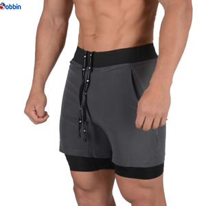 Shorts pour hommes personnalisés, jogging noir personnalisé, pantalon en nylon tissé double couche, shorts de sport pour hommes doublés, vêtements de sport - Product Image 1