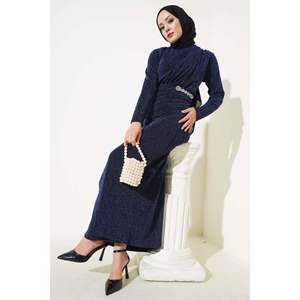 Vestido Brillante con Accesorios de Piedra Azul Marino - Product Image 3