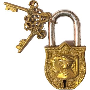 Fully Functional Brass Door Padlock with Handmade Antique Design Keys Unique Collectible Locks Combination Security Style - Product Image 2
