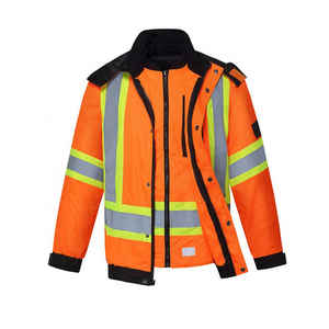 Chaqueta reflectante desmontable de invierno Protección DE SEGURIDAD Lluvia Seguridad Ropa DE TRABAJO Chaqueta impermeable de alta visibilidad-Chaquetas de seguridad para hombres - Product Image 2