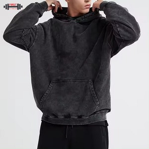 Sudadera con capucha de lana de invierno con logotipo personalizado para hombre, sudadera lavada de alta calidad, sudadera de gran tamaño Unisex de 300gsm - Product Image 1