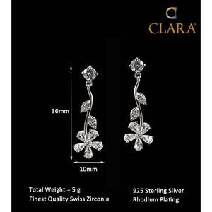 NOVAMART Fine 925 Sterling <b>Silver</b> <b>Drop</b> <b>Earrings</b> 18K Gold Plating Diamond Pearl Encrusted Geometric Flower Dangler for Weddings P - Product Image 6