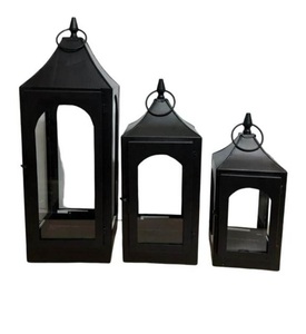 ชุดโคมไฟแขวนเหล็ก3ชิ้นเคลือบด้วยผงสีดำสำหรับตกแต่งบ้านโคมไฟแขวนโลหะ - Product Image 1